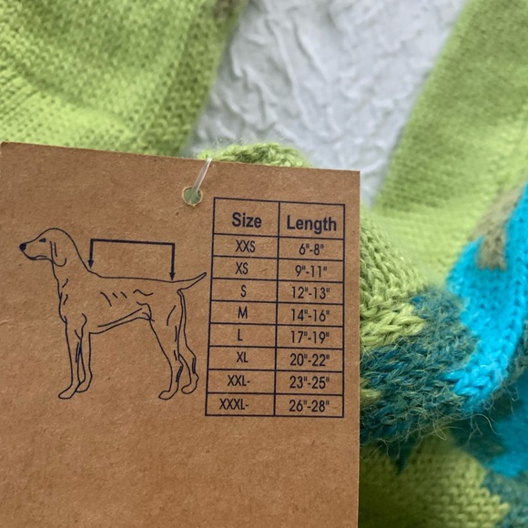 Green and Blue alpaca Valentino Dog Sweater - Picture 3 of 3